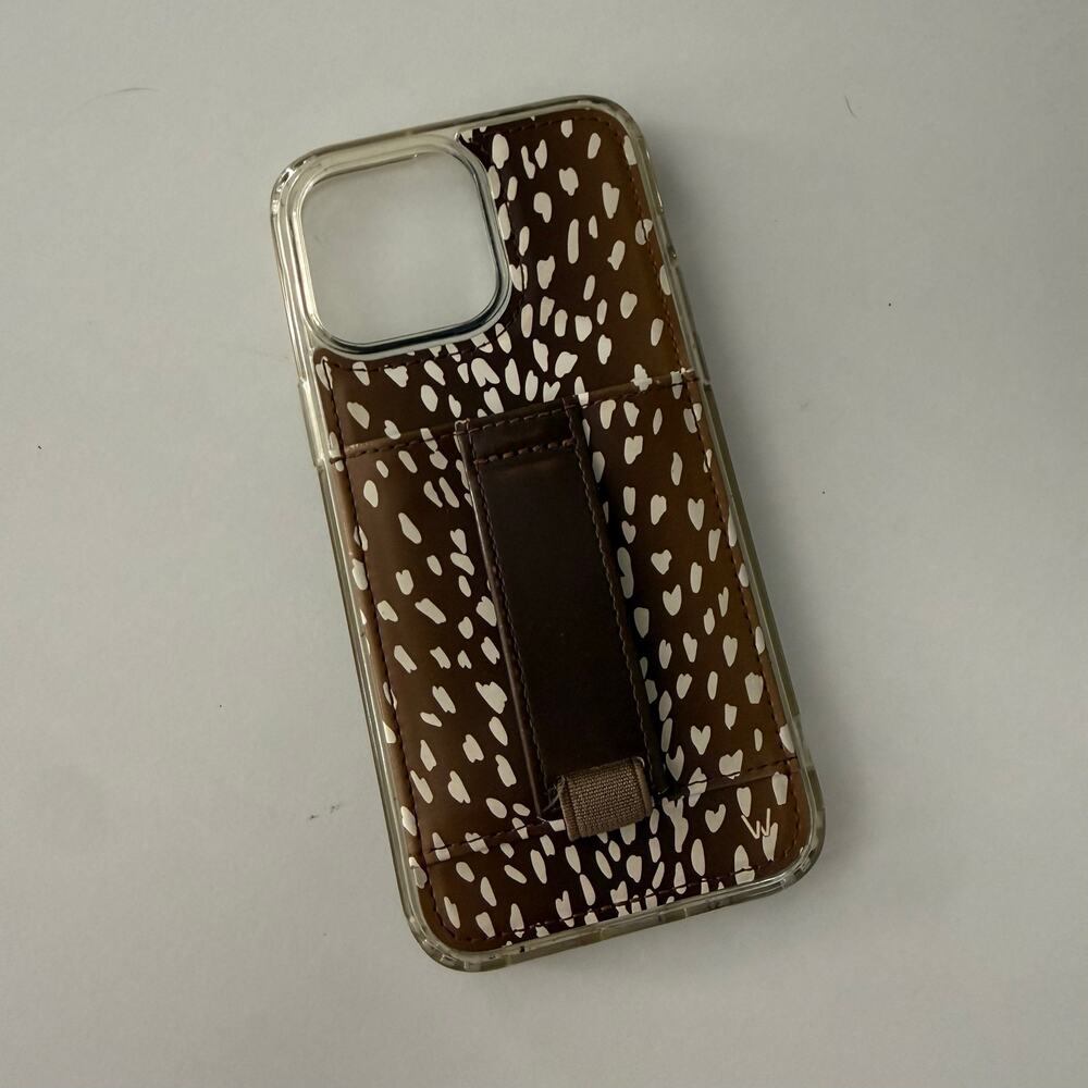 Walli iPhone 14 Pro Max Case Brown Cream Hunting Print Wallet & Strap